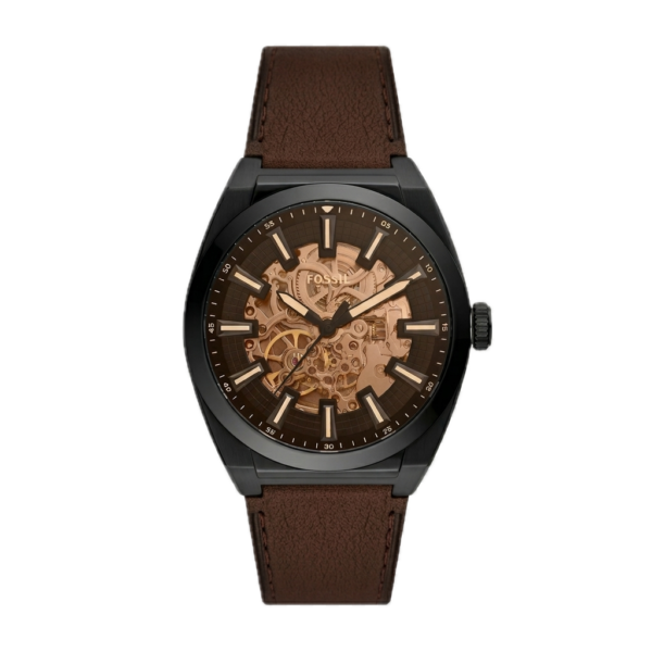 FOSSIL EVERETT AUTOMATIC DARK BROWN LEATHER