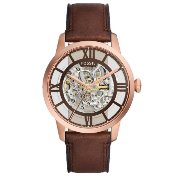 FOSSIL TOWNSMAN AUTOMATIC BROWN LEATHER WATCH
