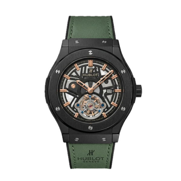 HUBLOT CLASSIC FUSION TOURBILLON SKELETON GREEN CERAMIC