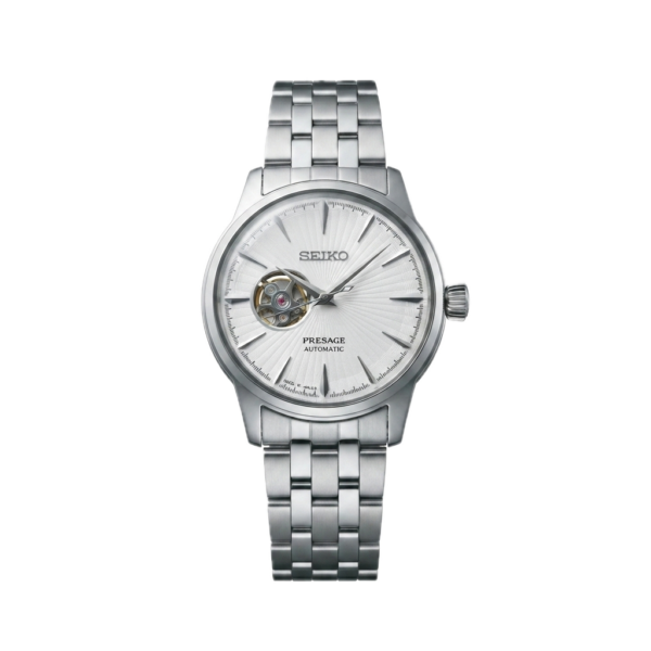SEIKO PRESAGE AUTOMATIC OPWN HEART SILVER WHITE