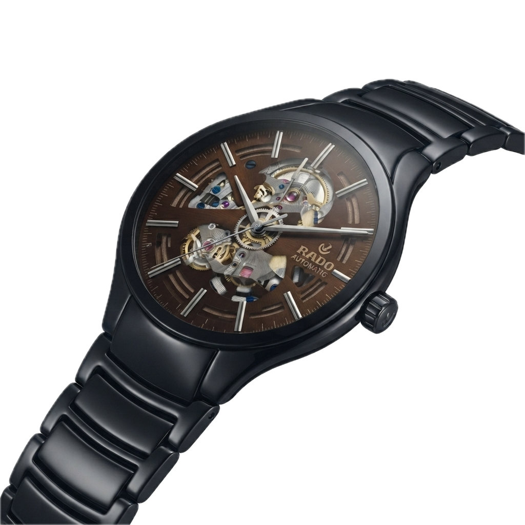 RADO TRUE ROUND AUTOMATIC OPEN HEART - BLACK BROWN - Image 4