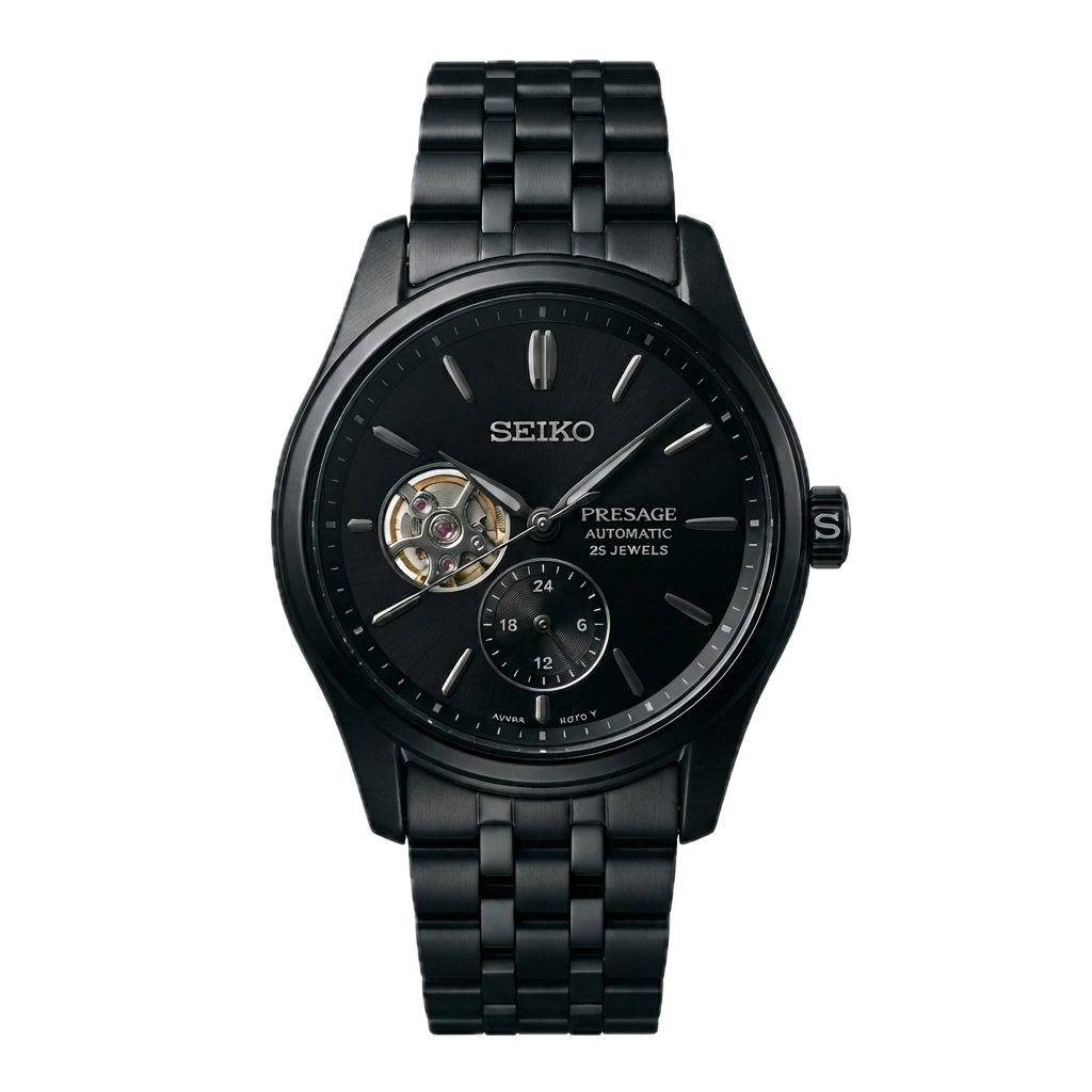 SEIKO PRESAGE AUTOMATIC OPWN HEART BLACK - Image 4