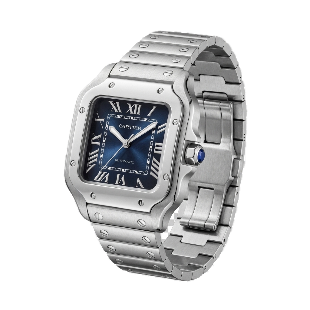 CARTIER SANTOS DE CARTIER WATCH SILVER BLUE - Image 4