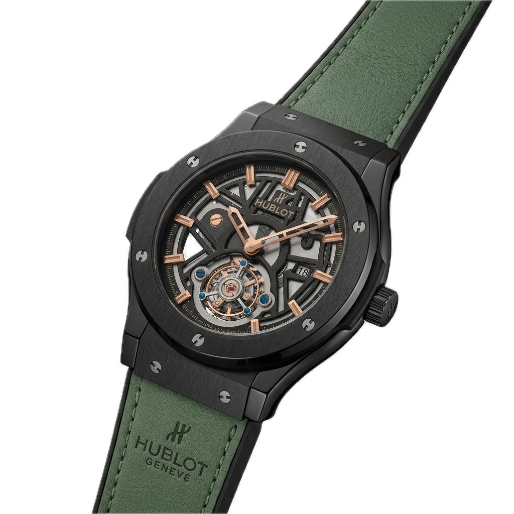 HUBLOT CLASSIC FUSION TOURBILLON SKELETON GREEN CERAMIC - Image 4