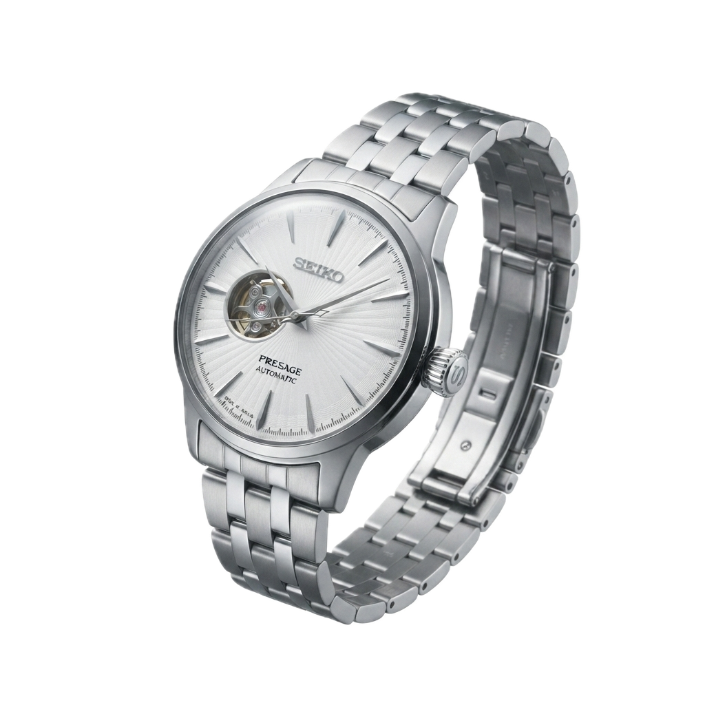SEIKO PRESAGE AUTOMATIC OPWN HEART SILVER WHITE - Image 4