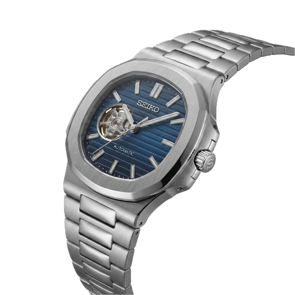 SEIKO MOD NAUTILUS SILVER BLUE - Image 4